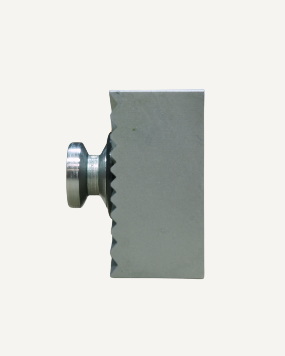 Tiger Jaws 20mm blank soft jaw showing serrated edge and case-hardened spigot
