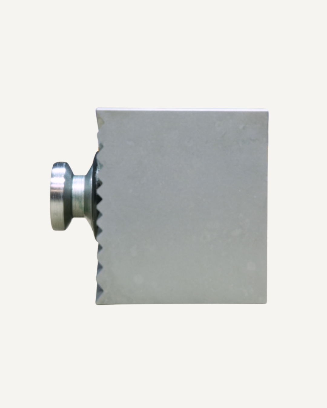 Tiger Jaws 35mm blank soft jaw showing serrated edge and case-hardened spigot